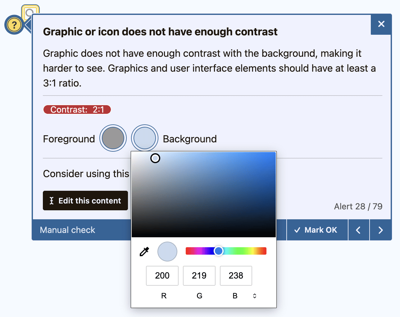 Color picker in test tooltip