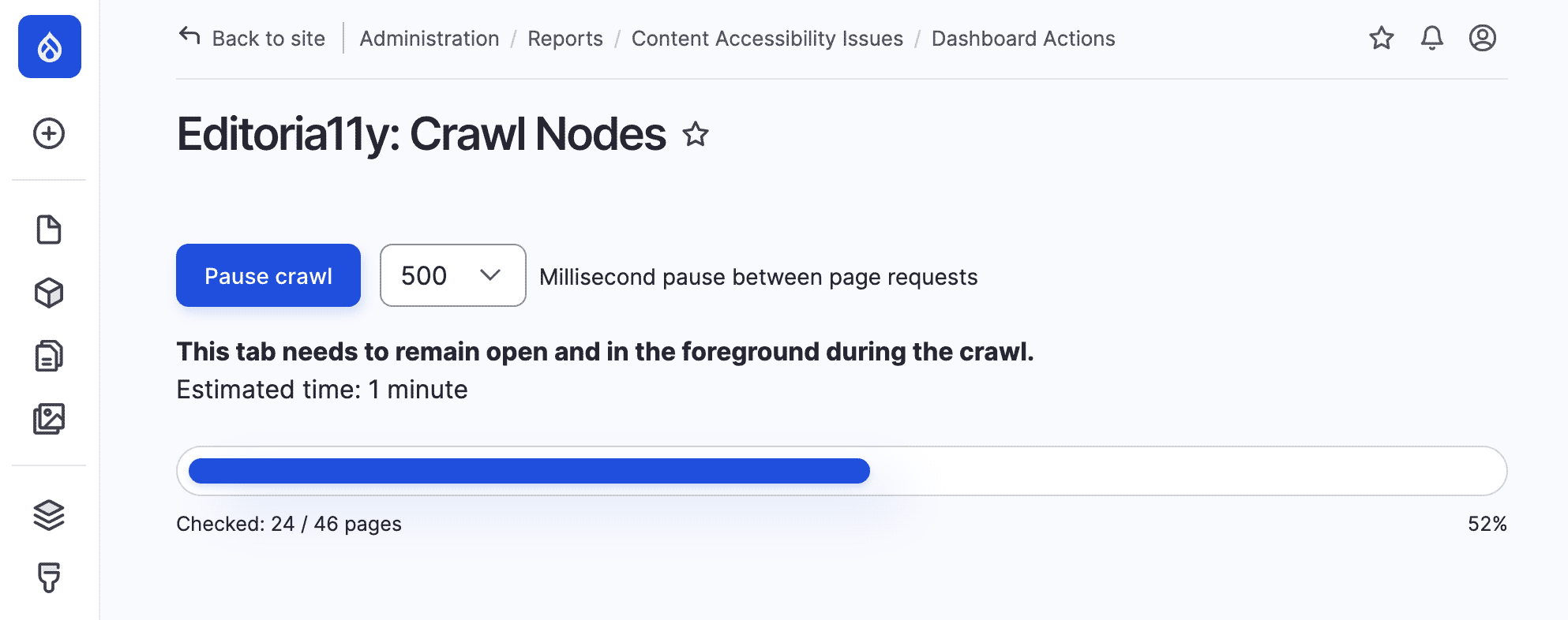 Site crawl in progress