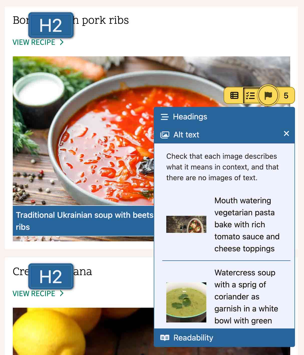 Heading outline visualizer overlaid on page