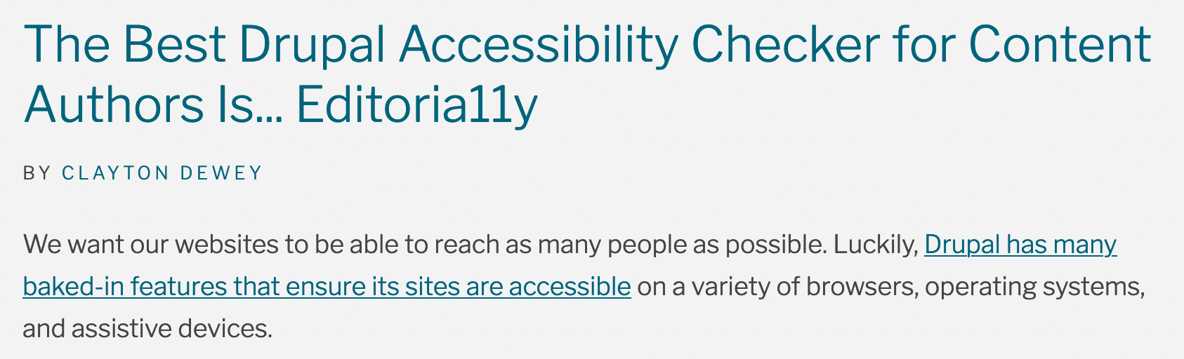 The Best Drupal Accessibility Checker for content authors is...Editoria11y